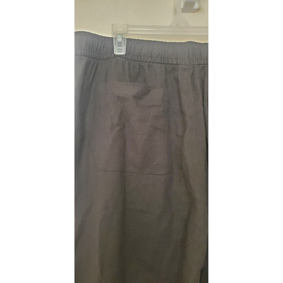 Old Navy Linen Pants High Rise Wide Leg Straight Comfort Waist Rayon Black Sz L - Picture 13 of 16